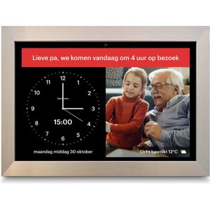 DayClock Generations10 Zwart met Titaan Lijst; Dementieklok / Seniorenklok met beeldbellen, YouTube-video's, foto's, berichten en meer (met 3 maanden gratis abonnement)