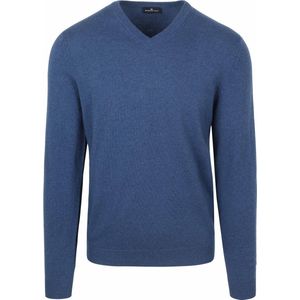 Steppin' Out Pullover V-hals Merinowol Mid Blauw - Maat S - Heren - Pullovers