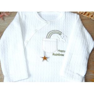 KINDERKLEDING - BABY JUMPSUIT UNISEX - DRUK KNOPEN - GEPRINT MET TEKST - 100% KATOEN 6-9MND