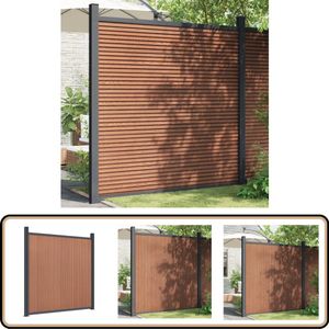 vidaXL Schuttingpaneel - 180x186 cm - HKC - Bruin Privacy Hekken - Houten Schutting - Tuinschutting - Tuinpanelen - Buispalen