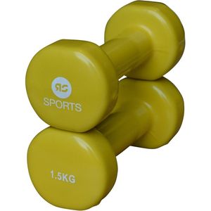 RS Sports Dumbells - 2 x 1,5 kg - Vinyl - Geel