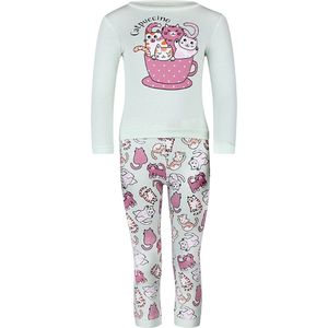 Meisjes Pyjama, met leuke katjes, Catpuccino, Mint Groen, 116 van het merk Pebble Stone.