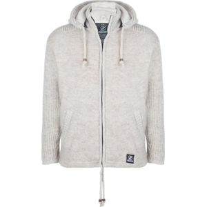 Gebreid Wollen Heren/Uni Vest van Schapenwol met Polyester Fleece voering en afneembare capuchon - SHAKALOHA - M Finn Beige S