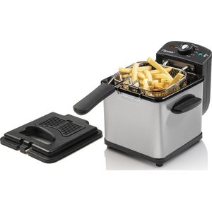 Bestron Friteuse, Mini Frituurpan voor 1 portie friet, bitterballen of snacks, met koudezone techno