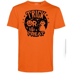 T-shirt Trick Or Treat Cat | Halloween Kostuum Volwassenen | Halloween | Foute Party | Oranje | maat 5XL