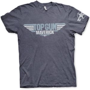 Top Gun Maverick Distressed Logo T-Shirt Navy-Heather-S