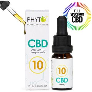 Phyto Plus® CBD Olie - Druppels 10% - Full Spectrum - 10 Procent - Cannabidiol - CBD - 1000mg - Supplement - Hennepolie - Cannabis olie - Wietolie
