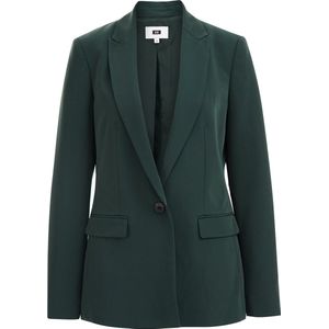 WE Fashion Aansluitende Geweven Blazer Donkergroen