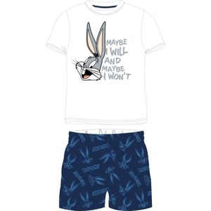 Bugs Bunny shortama/pyjama katoen wit/blauw maat 116