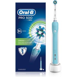 Oral-B Pro 500 3D Cross Action Roterende-oscillerende tandenborstel, Turkoois, Wit