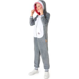 OppoSuits Haaien Onesie Kids - Shark Fleece Jumpsuit - Carnavalskleding - Dieren Verkleedpak Voor Kinderen - Grijs - Maat: XL - EU158/164 - 14-16 Jaar