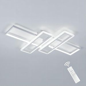 Goeco plafondlamp - 90cm - Groot - 38W - LED Dimbare Plafondlamp - Met Afstandsbediening - Inbouw - Drielaagse Rechthoekige Plafondlamp