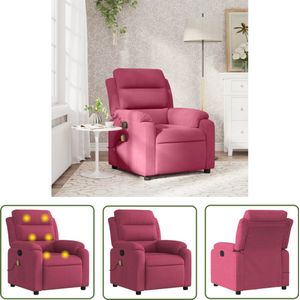 vidaXL Lounge Stoel - Massagestoel - Massagestoel verstelbaar fluweel wijnrood - Relaxstoel - Elektrische Massage - Wellness