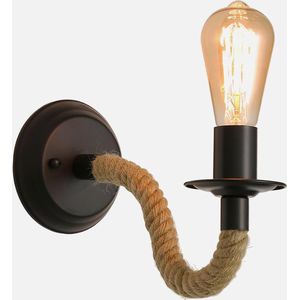 Goeco Binnenwandlamp - 26cm - Klein - E27 - vintage henneptouw wandlamp - voor gang trap woonkamer slaapkamer bar