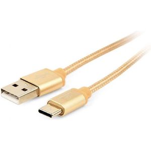 USB-C kabel katoen, 1.8 meter goud, Blister