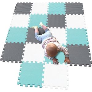 18 delijs Puzzelmat voor Baby's en Kinderen - 30x30 Puzzel Speelmat met Kruipmat - EVA Schuim Mat - Puzzel speelmatten - G301018-101108112
