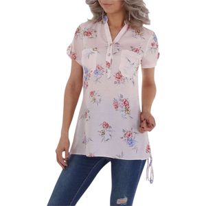 Bloemen tuniek shirt lichtroze S