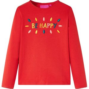 vidaXL - Kindershirt - met - lange - mouwen - 116 - rood