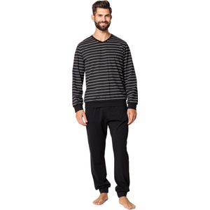 Ladeheid Heren Pyjama - Lange mouwen - Lange broek - Katoen - LA-LA40-220-PJ - Zwart Wit - M
