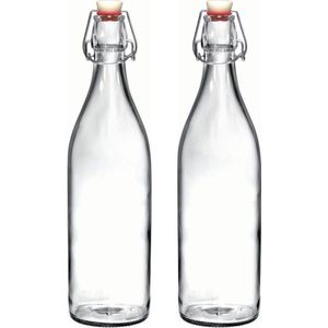 10x Beugelflessen/weckflessen transparant 1 liter rond - Weckflessen - Beugelflessen - Limonadeflessen - Waterflessen - Karaffen