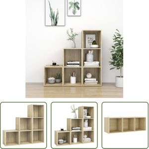 The Living Store Televisiekastenset - Classic - TV-meubel - 37x35x37 cm / 72x35x36.5 cm / 107x35x37 cm - Sonoma eiken - Spaanplaat - Montage vereist