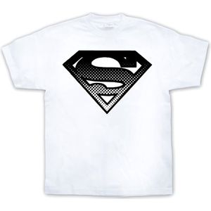 Superman Halftone Shield T-Shirt White-S
