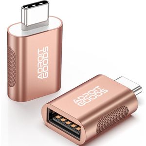 AdroitGoods 2x USB-C naar USB-A Adapter - USB 3.1 - Converter - Aluminium Rose Gold - Siliconen Grip