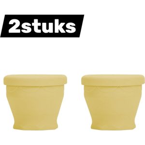 2-delige opvouwbare beker - Draagbaar en opvouwbaar - Siliconen waterbeker - Voedselveilig - Geschikt voor buitenreizen, kamperen, mondwater, koffiebeker - Geel