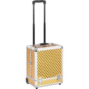 vidaXL Make-upproducten - Make-uptrolley - Make-up trolley 35x29x45 cm aluminium goudkleurig - Cosmetica Tas - Gouden Make-up Organizer - Aluminium Make-up Case