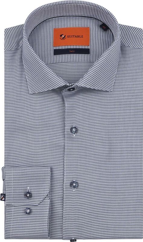 Suitable - Triangle - Overhemd - Donkerblauw - Slim-fit - 100% Katoen