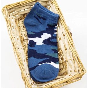 Camouflage enkelsokken blauw Unisex Enkelsokken maat 36 - 45