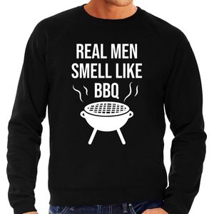 Real men smell like bbq / barbecue sweater zwart - cadeau trui voor heren - verjaardag/Vaderdag kado L