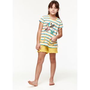 Woody pyjama meisjes/dames - multicolor gestreept - toekan - 231-1-PSG-S/908 - maat 116