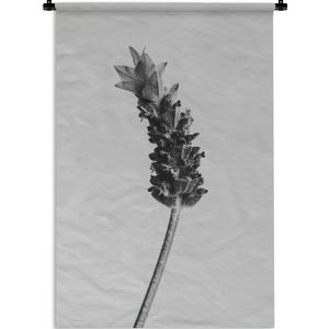 Wandkleed Abstract Zwart-Wit - Abstracte lavendel in zwart-wit Wandkleed katoen 90x135 cm - Wandtapijt met foto