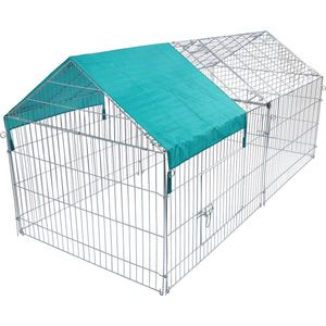 Dierenren XXL Ghon - Ren - Kippenren - Kattenren - Hondenbench - Zilver - 220x103x85cm