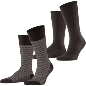 ESPRIT - Houndstooth - Sokken - Bruin - Multipack van 2 paar