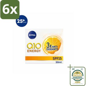 NIVEA - Q10 Energie Dagcrème - Anti-Rimpel Crème - Normale & vermoeide huid - SPF 15 - Met Vitamine C & Q10 - 50 ml - Voordeelverpakking - 6 stuks - Dagcrème - Vitamine C
