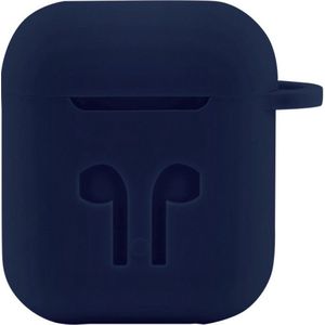 Case Cover voor Apple Airpods - Siliconen Donkerblauw - Beschermhoesje met Musketon Haakje - Geschikt voor Opladen - 17 Kleuren - Watchbands-shop.nl
