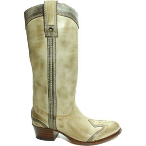 Sendra Boots 8745 Taupe Dames Laarzen Cowboy Western Gipsy Ibiza Debora Ronde neus Rechte Hak Leren Zool Rechte Schacht Treklussen Echt Leer Maat 36