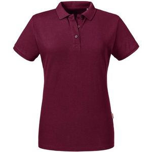 Russell - Pure Organic Polo Dames - Bordeauxrood - 100% Biologisch Katoen - XS