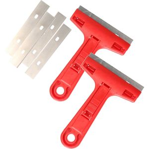 CM - Glasschraper - Rood - Universeel - Kunststof - 2x Reservemessen