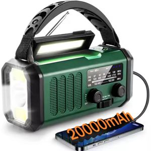 Noodradio - 20.000 mAH - Powerbank - 2025 Versie - FM AM Radio - Opwindbare Wereldontvanger - Zonne-energie - Betrouwbare Noodvoorziening - Handmatig oplaadbaar - Noodradio Camping, Overleven & Rampen - Weerstation, USB, SOS Alarm - Emergency Radio