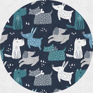 Mat, Vloermat, Vloerkleed, Tapijt, Kind - Kinderkamer Hond - Rond - Wasbaar - Antislip -115 x 115 cm