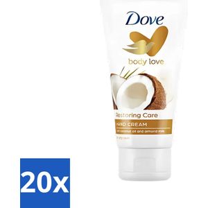 Dove - Handcrème - Body Love Restoring Care - Kokos & Almond - Hydraterend - Droge huid - 75 g - Bulkverpakking - 20 stuks