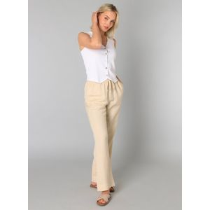 Yest - Linnen Wide Leg Broek - Zand - Normale Taille