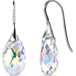 Shoplace Oorbellen dames met Swarovski kristallen - Druppel - 18 Karaat Witgoud verguld - Oorhangers - Swarovski oorbellen - Cadeau voor vrouw