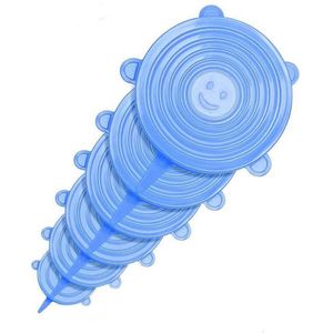 Herbruikbare siliconen vershoud deksel - stretch afsluitdeksel - set van 6