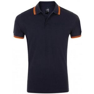 SOLS Heren Pasadena getipt korte mouw Pique Polo Shirt (Franse marine/Neon Orange)