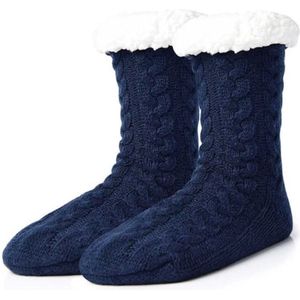 Gebreide sokkenpantoffels - Sokken - Pluche warmte - Antislip - Blauw