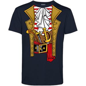 T-shirt Piraten Kostuum | Carnavalskleding heren | Carnaval Kostuum | Foute Party | Navy | maat XXL